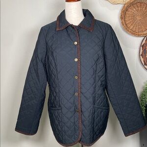 Womens Vintage Joan Rivers Quilted Jacket Coat Faux Suede Trim Patch Pockets Med